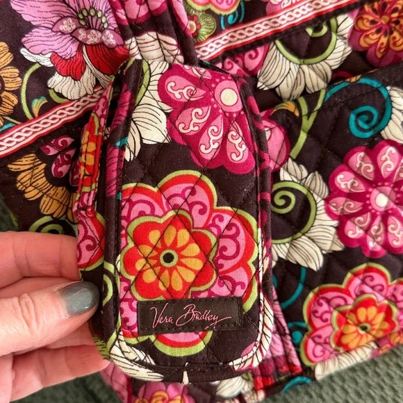 Vera Bradley Floral Pink and Brown Women's Small Tote - Picture 2 of 3